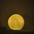 Warm yellow 3D moon night light with detailed lunar surface texture for cozy bedroom - Without Wood Stand / White