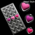 Transparent heart shaped PC hard plastic chocolate mold with 21 cavities for DIY candy - Heart Style (54010)