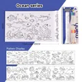 Children's 3-meter ocean series graffiti coloring scroll set including markers and long paper - Ocean Journey