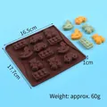 Multifunctional brown silicone mold for bear, horse and car shaped chocolate making - Cartoon Shape Combo Mold (J2401015) / Coffee