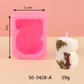 Pink number 5 candle silicone mold with cute bear and floral relief design for party - Number 5 (50-3428-A)
