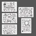Set of 5 Christmas themed DIY plastic painting stencils for creative holiday crafting - Christmas Series Set / Pack of 5