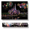Large colorful city night view scratch painting kit with castle for adult DIY stress relief - Castle / 75x52cm