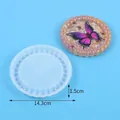 Vue détaillée du moule en silicone rond pour sous-verres avec dimensions et poids indiqués - Petit Moule Dessous de Verre à Bulles (60-1264)