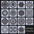 Set of 15 mandala painting stencils 15x15cm for DIY wall and furniture decoration - Mandala Style / 15 Sheets/Pack (15x15cm)