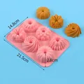 Pink 6-cavity Savarin silicone cake mold with detailed dimension and weight specifications - 6-Cavity Savarin Mold (J2401011) / Pink