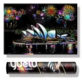 Colorful Sydney Opera House scratch painting kit with fireworks in a cylindrical tube. - Sydney Opera House / 75x52cm