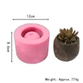 Vue détaillée du moule en silicone géométrique rose pour pot de fleurs avec dimensions - Style Cylindrique Géométrique (50-752-A) / Rose