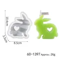Rabbit shaped silicone mold with heart for DIY candle and plaster making, 10.4cm tall. - Short Standing Style (60-1397)