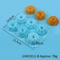6-cavity blue Savarin silicone mold for baking cakes with 21.5x14.8x2.8cm dimensions - 6-Cavity Savarin Mold (J2401011) / Blue