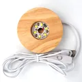 Round wooden LED light display base with USB power cord for DIY crystal resin night light - Round Wood Base (D158101) / 8cm Light Base D158101