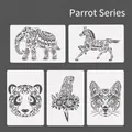 5Pcs set of animal theme painting stencils including elephant horse and panda - Parrot Series / Pack of 5