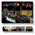 Yuelu Las Vegas city night scene scratch painting art kit with portable storage tube - Las Vegas / 75x52cm