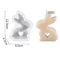Cute rabbit silicone mold with heart-shaped cutout for Easter candle and plaster making - Side Standing Style (60-1398)