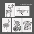 5-piece creative animal drawing stencils including unicorn and deer - Unicorn Series / Pack of 5
