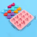 Pink 10-grid heart-shaped silicone ice cube and chocolate mold with size dimensions - 10-Cavity Style (J240929-A)