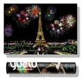 Paris Eiffel Tower colorful night scene scratch painting art kit with storage tube - Eiffel Tower / 75x52cm