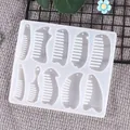 Translucent silicone mold featuring 10 comb shapes for DIY resin earrings and pendants - Comb Style (60-423)