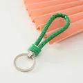 Fashionable green braided leather keychain wristlet strap for DIY craft accessories - Green-Upgrade