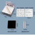 Set de arte de raspado arcoíris para niños, 100 tarjetas, 2 plumas y 2 plantillas. - Pack de 100 / Memo de Rascar Holográfico