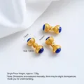 Blauwe lapissteen 24K vergulde koperen kraal spacer voor doe-het-zelf sieraden maken - Lapis Lazuli Vajra (A124-13) / 1 Stuk / Goud