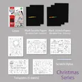 Set di stencil per pittura a graffio di Natale fai-da-te con 5 stencil - Serie di Natale (7 Natale) / Set da 11 Pezzi (21*29cm) / Nero