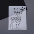 Translucent PET drawing stencil with intricate reindeer pattern for DIY crafts - Deer (3)