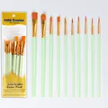 Professional 10-piece artist paint brush set with mint green handles and nylon bristles - Green / 10 Piece Set