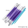 Vista dettagliata del set di 10 strumenti per modellare il fondente, lunghezza di 16,5 cm - Gruppo di Strumenti di Modellazione con Manico Viola (03112) / Confezione da 9 Pezzi