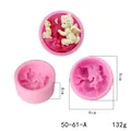 Pink silicone angel baby and cat fondant cake mold with dimensions and weight info - Angel Baby Style (50-61-A)