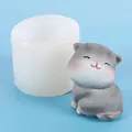 Cute cat-shaped silicone mold with finished grey kitty resin figurine for DIY home decor - Smiling Expression Cat (50-2593) / 50-2593 White