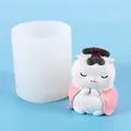 Stampo in silicone gatto del palazzo per resina con variante di gatto con mantello rosa - Stile Gatto a Mani Giunte (50-2597) / Bianco