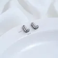 Edelstahl Buchstaben L Perle für DIY Schmuck, Silber Finish, 8mm x 4,8mm Größe - Buchstabe L (H79-L) / 1 Stück / Stahlfarbe