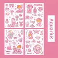Niedliche rosa Wassermann Sternzeichen Aufkleber für Journal DIY Deko, 4 Blatt Set - Wassermann / 4 Stück