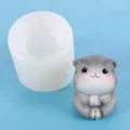 Cute cat shaped liquid silicone mold for DIY aromatherapy candles and desktop ornaments - Praying Cat (50-2594) / 50-2594 White