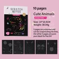 10-page colorful animal theme scratch art paper set for kids with DIY wooden stylus - Cute Animal / 10 Sheets Set