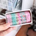 Set of five creative transparent PET floral washi tapes presented in a white gift box for DIY - Flower Language Series / 5 Rolls / Cherry Blossom