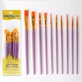 Professional 10-piece artist paint brush set with purple handles for oil and acrylics - Purple / 10 Piece Set