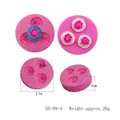 Detailed view of 3-hole rose silicone mold with 5.3cm diameter and 26g weight. - Rose Cluster Triple Mold (50-99-A)