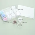Detailed view of transparent acrylic storage box with individual round jars for jewelry beads. - 1 Storage Box / 10g Small Round Box (12 Pieces)