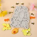 Detailweergave van siliconen mal voor honingraat en bijen met fondant taartdecoraties - Bij Honingraat Combo Stijl / 13x10.7x1.4cm / Grijs
