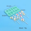 Green number block silicone baking mold for chocolate lollipops measuring 21.1x13.5cm - Digital Lollipop (85077-D) / Green
