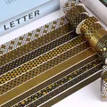 Elegant black and gold gilded washi tape set featuring geometric and heart patterns - Black Classic