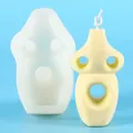 Moule en silicone abstrait géométrique pour bougies parfumées DIY et plâtre - Moule à Vase (50-2561) / Blanc Translucide