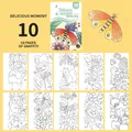 10-page children's watercolor coloring book with built-in paint swatches and animal designs - Delicious Moment / 10-Page Pack