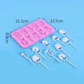 Pink silicone number lollipop mold for cake decoration, 21.7x13.7cm, 52g weight - Number with Bow (D0016)