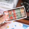 Floral pattern transparent PET washi tape set in a white gift box for DIY scrapbooking - Flower Language Series / 5 Rolls / Poppy
