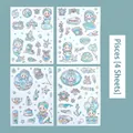 Set mit 4 Bögen niedlicher Fische-Sternzeichen-Sticker für kreative DIY-Journal-Dekorationen - Fische / 4 Stück