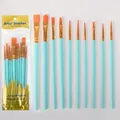Professional 10-piece light blue nylon hair paint brush set for watercolor and acrylic art - Light Blue / 10 Piece Set