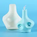 Moule en silicone de bouteille abstraite pour bougies parfumées DIY et ornements - Moule à Vase (50-2562) / Blanc Translucide
